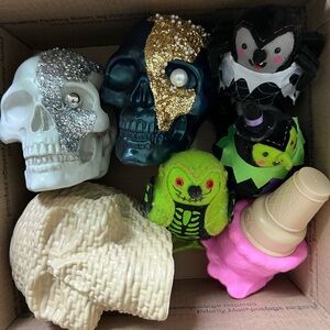 Colorful Decorative Skulls and Figures Set